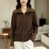 Novo cardigã de tricô listrado color-block de manga longa outono/inverno, um suéter de outer wear casual e de caimento solto para exportação para o Japão e Coreia do Sul
