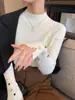 Suéteres de Estilo Suave con Aspecto Adelgazante para Mujeres en Invierno Tallas Grandes mm Gorditos con Parte Inferior de Alto Fondo Suéter de Cuello Semialto