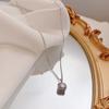 Collar de diamantes cuadrados de acero y titanio con diseño de estilo coreano para mujer, estilo frío, cadena de clavícula sencilla que combina con todo, temperamento de celebridad de Internet.