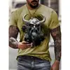 2026 Comercio Exterior Talla Europea Camiseta 3D Verano Nueva para Hombre Corte Delgado Estampado de Guerrero de Mitología Vikinga Camiseta Deportiva Casual