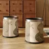 Cubo de basura de cuero americano sala de estar dormitorio cubo sanitario de alto valor 2025 nuevo baño desodorante papelera grande