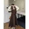 Vestido negro de dos piezas con efecto ilusión para mujer, de longitud media, nuevo para principios de otoño 2026, entallado a la cintura, adelgazante, estilo Hepburn, vestido tipo camisa