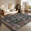 Alfombra para Sala de Estar, Resistente al Desgaste y a las Manchas, Alfombra de Área Grande de Cobertura Total, Imitación Cachemir Persa Retro Americano Alfombra Lavable