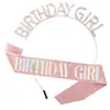 Diadema para Cumpleañera Accesorios para el Cabello de Niña Dulce Accesorios para el Cabello Tirantes Brillantes Cinturón de Etiqueta Lujo