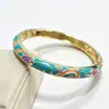 Pulsera Esmaltada Estilo Chino Vintage para Mujer, Pulsera de Tulipan Multicolores con Goteo de Aceite, Wholesale de Fábrica 1688 en Stock