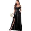 Vestidos de Noche de Amazon Vestidos de Dama de Honor con Hombros Descubiertos para Boda Largos de Chifón Sexy Volantes Plisados Vestidos de Noche Formales
