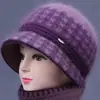 Chapéu de Lã Tricotado para Mulheres de Meia-Idade e Idosas no Inverno Chapéu de Vovó com Forro de Veludo Espesso Proteção contra Frio Chapéu de Algodão Quente