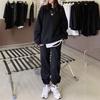 Sudadera Retro Americana Blanca y Gris Traje Casual para Mujer Primavera y Otoño 2026 Nueva Marca de Moda Urbana Pantalones Deportivos Conjunto de Dos Piezas