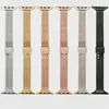 Adecuado para Apple iWatch, correa de reloj de malla espiga espiga de trigo de cintura pequeña con cierre magnético, correa de reloj de acero inoxidable para mujer