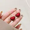 Pendientes Rojos de Amor para Mujer 2024 Nueva Moda Pendientes con Forma de Corazón Joyería para Orejas Pendientes de Primavera