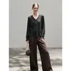 Nueva colección de otoño: Suéter tejido casual de estilo francés, corte holgado, diseño calado, cuello con cordón y cintura ajustable para mujer