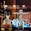 Juego de Copas de Vino Borgoña con Diamantes Dorados con Decantador Giratorio, Copas de Vino para Uso Doméstico con un Toque de Lujo, Copas de Cristal Giratorias