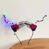 Halloween Nova Abóbora Malha Caveira Chifre Luminoso Faixa de Cabeça Nicho Versátil Acessórios de Cabelo para Dança para Mulheres