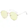 Gafas de Sol Redondas de Metal Color Caramelo Estilo Coreano para Hombres y Mujeres Gafas Resistentes a los Rayos UV Gafas para Sesión de Fotos de Moda Callejera Europea y Americana