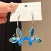 Brincos Pingente Borboleta Zircônia Agulha de Prata Dopamina Estilo Doce Gentil Brincos Versáteis Luxo Leve Brincos de Alta Qualidade para Mulheres