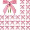 Producto Terminado 24 Piezas 8.9cm Guirnalda de Navidad Decoración de Lazo de Terciopelo Decoración Navideña Transfronteriza Amazon