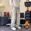 Pantalones de hombre de moda con estampados por toda la prenda, estilo high-street, geniales y elegantes, inspirados en Instagram, forrados de felpa, pantalones largos casuales, pantalones holgados de pierna ancha, marca de moda para hombre