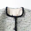 Elegante Chaqueta de Tweed de Alta Gama Estilo Francés con Colores Contrastantes y un Aspecto Refinado 25169