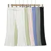 707-26 Otoño Estilo Coreano Estilo Blogger INS Color Macarrón Pantalones Básicos con Cordón Ligeramente Acampanados y Dobladillo Deshilachado Casual Largo 8/10