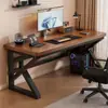 Mesa de computador de madeira maciça, mesa dupla para jogos de escritório e quarto, bancada retangular, mesa para escritório em casa de estudante