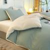 Juego de Cama de Cuatro Piezas de Algodón Lavado Color Sólido Estilo Japonés Simple Cepillado Sábana Encimera Funda Nórdica Venta al por Mayor Juego de Tres Piezas para Dormitorio