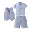 Novo Conjunto de Verão de Três Peças da Amazon para Crianças: Camisa de Manga Curta, Shorts e Colete - Traje de Verão para Bebê Menino, Conjunto para Meninos