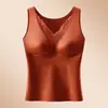 Otoño/Invierno 630 Lana Merino Cálido Satín Copa Trasera Sin Costuras Cómodo Chaleco de Almacenamiento de Calor Cepillado para Mujer Transfronterizo