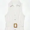 Z Estilo Europeu e Americano 2026 Nova Moda Temperamento Feminino Casual Elegante Cinto Vestido de Comprimento Médio 0387075