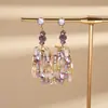 Pendientes Cuadrados de Cristal Incrustados con Diamantes y Pasador de Plata de Estilo Étnico Europeo y Americano, Moda Bohemio Retro, Pendientes de Lujo Ligero y Gama Alta