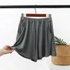 Shorts de Modal Feminino Verão Soltos Tamanho Grande Calça Pijama Bolso Casual Casa Calça Wide Leg Cintura Média Finos Calças de Três Peças