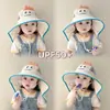 Chapéu de Sol Infantil Estilo Coreano com Aba Larga e Design de Dinossauro Fofo, Protetor Solar de Nuca para Meninos e Meninas, Proteção UV, Aba Larga