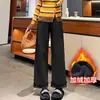 Estilo Regular + Estilo com Forro de VeludoCalça de Cintura com Babados 3D e Barra Levemente Flare Outono/Inverno Lã Macia e Fofa Calça Curta Quente