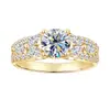 Novo Anel Galáxia Cintilante de Moissanita de 1 Quilate Transfronteiriço Banhado a Ouro 14K Moda Tendência Anel Exagerado Joia