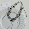 Collar de Cadena para Cintura con Borla de Cristal Blanco y Negro Retro de Lujo de Gama Alta Accesorios Gargantilla de Doble Uso para Mujer Europeos y Americanos