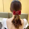 Grampo de Cabelo Vermelho com Laço para Outono e Inverno Presilha Primavera Grampo para Parte de Trás da Cabeça Faixa de Cabelo Faixa de Cabelo Estilo Coreano Celebridade da Internet Novo Acessório de Cabeça para Mulheres