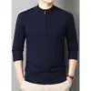 Suéter de punto grueso para hombre con cuello medio y cremallera, venta al por mayor transfronteriza, nuevo para otoño e invierno, cálido, casual, capa base de punto para mediana edad