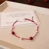 Nuevo Pulsera de Cuerda Roja Trenzada Hecha a Mano Estilo Chino con Lapislázuli y Cinabrio, Lujo Ligero, Nicho, Gama Alta, Joyería Simple y Versátil