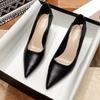 Sapatos de Salto Alto Fino Sexy de Bico Fino Novos de Primavera, Saltos Altos Femininos e Versáteis para Mulheres, Scarpins Pretos para Mulheres 2025