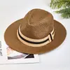 Novo Estilo Chapéu de Sol para Homens, Chapéu de Palha com Proteção Solar, Chapéu de Cowboy, Chapéu de Sol para Fotografia, Proteção Solar Transfronteiriça, Chapéu de Praia de Aba Reta para Mulheres, Chapéu de Verão de Aba Larga