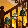 Bolsa con cordón impresa en forma de árbol de Navidad, adornos navideños, decoraciones para ambiente de fiesta en ventana, decoraciones navideñas
