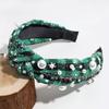 Novo Hot Selling Moda Retro Natal Imitação Pérola Strass Xadrez Nó Headband Lua Floco De Neve Headband Acessórios Para Cabelo