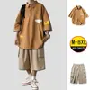 Conjunto de Camisa de Manga Curta de Verão para Homens Plus Size Pessoa Gorda Tendência Americana Jovem Canalha Conjunto Fresco de Três Peças Homens