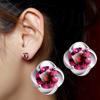 Transmisión en Vivo de TikTok Pendientes de Circonita Roja Temperamento Moda Coreana Femenina Incrustados de Circonita Pendientes de Moda Chapados en Plata Pendientes