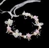 Flor Europea y Americana con Perla Tocado Floral Ajustable Pulsera Popular Flor para Boda Festival Fiesta Cumpleaños