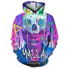 Suéter de manga larga con estampado digital 3D transfronterizo para hombre, sudadera con capucha de calavera de terror de Halloween, estilo europeo y americano, para comercio exterior
