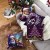 Capa de Almofada Temática de Natal Roxa Papai Noel Árvore de Natal Alce Desenho Animado Almofada Decorativa Capa de Almofada Atacado