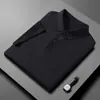 2023 Verão Nova Camisa Polo de Seda de Gelo Masculina Slim-fit Moda Casual Respirável Fina Negócio Cor Sólida Manga Curta Masculina Na Moda
