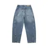 Textura de pintura manchada desgastada, estilo nuevo de alta resistencia, lavado, retro a la moda, otoño 2026, jeans unisex de corte holgado