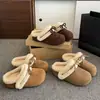 Pantuflas de peluche Birkenstock de otoño e invierno para mujer, pantuflas peludas retro con lazo y punta cerrada, pantuflas de algodón para exteriores sin cordones
