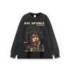 Camiseta de manga larga estilo hip hop para hombre y mujer, estilo retro de calle estadounidense, estilo nacional, con lavado de agua, para primavera y otoño